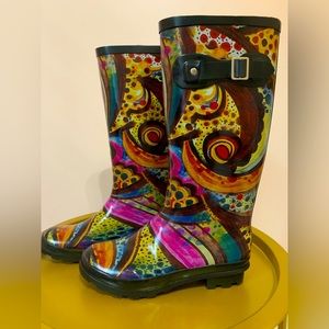 Ladies Monet print Rain boots , size 7